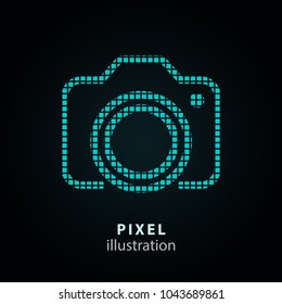 Photo - pixel icon. Vector Illustration. Design logo element. Isolated on black background. It is easy to change to any color.