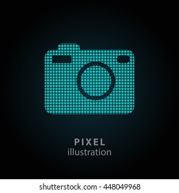 Photo - pixel icon. Vector Illustration. Design logo element. Isolated on black background. It is easy to change to any color.