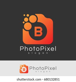 photo pixel initial Letter B Logo design