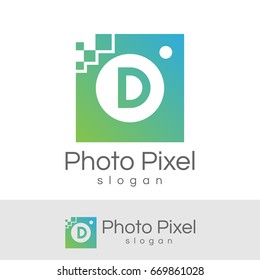 photo pixel initial Letter D Logo design