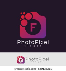 photo pixel initial Letter F Logo design