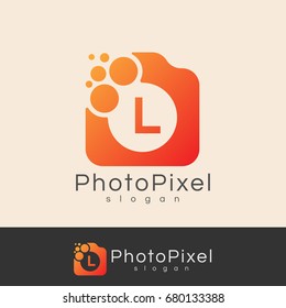 photo pixel initial Letter L Logo design
