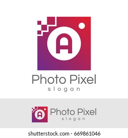photo pixel initial Letter A Logo design