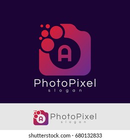 photo pixel initial Letter A Logo design