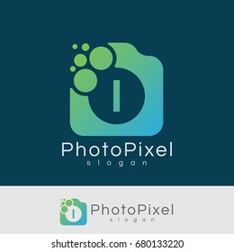 photo pixel initial Letter I Logo design