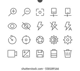 Photo Pixel Perfect Well-crafted Vector Thin Line Icons 48x48 Ready for 24x24 Grid for Web Graphics and Apps with Editable Stroke. Simple Minimal Pictogram Part 1-2