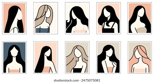 Photo Portrait of Girls, Perfect for Modern and Stylish Themes - Flat Vector Illustration