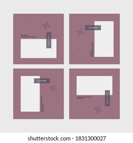 Photo post social media template modern and simply design vector