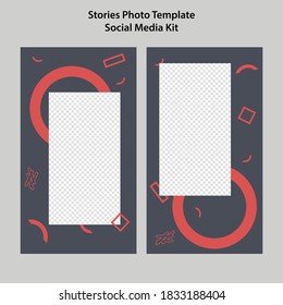 Photo post stories bundle template shapes ornament design vector