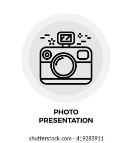 Photo Presentation icon vector. Flat icon isolated on the white background. Editable EPS file. Vector illustration.