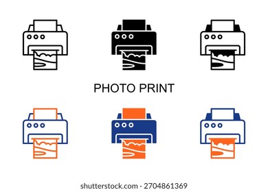 Photo Print Icon Multi Style Vector Illustration