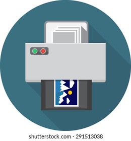 Photo printer icon in flat design