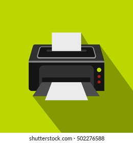 Photo printer icon. Flat illustration of photo printer vector icon for web isolated on lime background