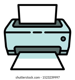 Photo printer icon. Outline photo printer vector icon for web design isolated on white background