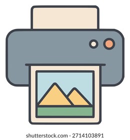 tecnologia de impressora de fotos design de modelo de ilustração de vetor de cor plana