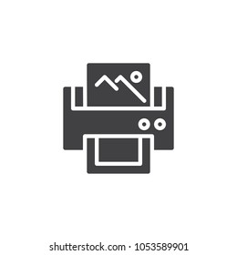 Photo printer vector icon. filled flat sign for mobile concept and web design. Photography printing device simple solid icon. Symbol, logo illustration. Pixel perfect vector graphics