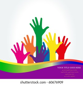 Photo of raised hands .Vector  Illustration
