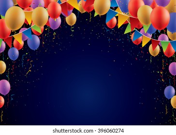 Photo realistic balloons with confetti background.