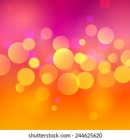 Photo realistic bokeh lights. Vector illustration. Particles on colorfull background. Other colors in my profile.