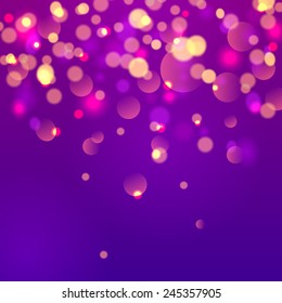 Photo realistic bokeh lights. Vector illustration. Particles on colorfull background. Other colors in my profile. 