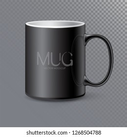 Photo realistic ceramic clean Mug or Cup for tea and coffee.
3d mockup isolated on transparent background. 
Realistic graphic style template.
Vector illustration