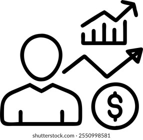 Photo realistic as CFO with financial metrics concept as A CFOs profile blended with financial metrics representing financial performance and company growth. Ideal for corporate and business ads. in P