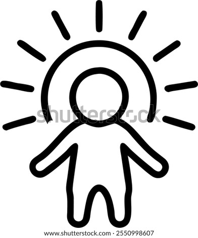 Photo realistic as Childs silhouette with sunrise concept as A childs silhouette blended with a sunrise symbolizing hope and new beginnings. Perfect for inspirational and educational ads. in Photo Sto