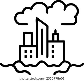 Foto realista como horizonte da cidade com smog e conceito de poluição como Um horizonte da cidade misturado com smog e poluição simbolizando a poluição urbana devido às mudanças climáticas. Ideal para ambientes ambientais e urbanos