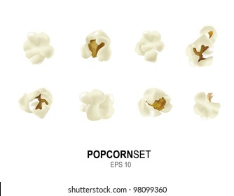 Photo realistic detailed isolated vector popcorn set