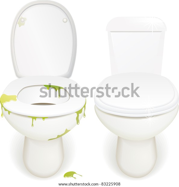 Photo Realistic Dirty Clean Toilets Stock Vector (Royalty Free) 83225908