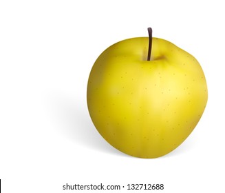 Photo realistic golden apple on white background. Vector illustration