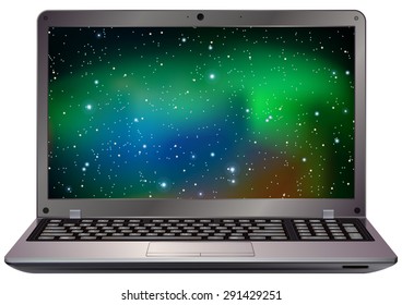 photo realistic laptop screen display isolated on white background vector illustration