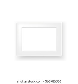 Photo realistic picture black frame design for A4 / A3 image or text - horizontal, landscape - passe-partout - white background Eps 10 vector illustration