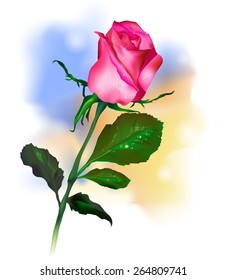 Photo realistic pink rose. Vector illustration.