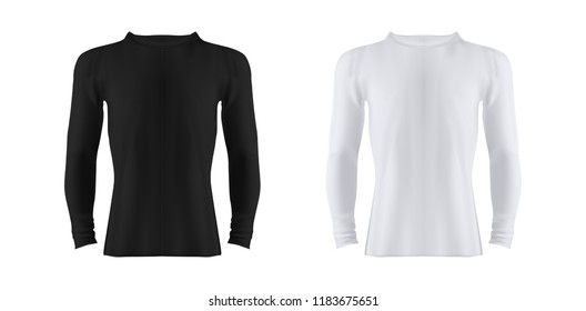 Photo Realistic White T Shirt with Long Sleves - Black and White Vector