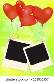 Photo with red balls on a green background. EPS10 vector.