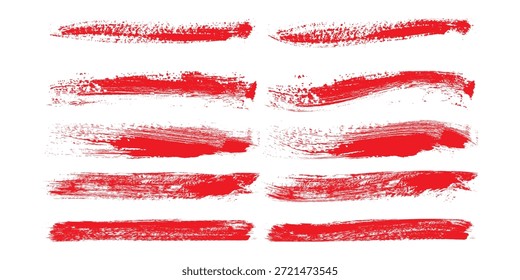 Foto líneas rojas del grunge, pinceladas de pintura al óleo aisladas sobre fondo blanco

