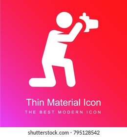 Photo red and pink gradient material white icon minimal design