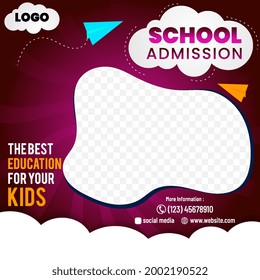 photo replace template school admission banner website social media the best education for your kids