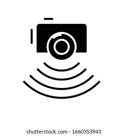 Photo report black icon, concept illustration, vector flat symbol, glyph sign.
