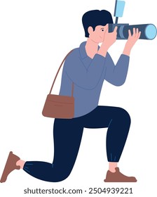 Photo reporter character. Professional work color icon