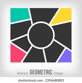 Photo round collage frames template. Colorful Photo collage frames template for family design. Vector collage layout for photo montage.