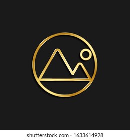 photo, round gold icon. Vector illustration of golden
