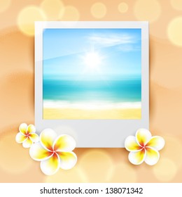 Photo with sea, on sand. EPS10 vector.