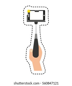 photo selfie with smartphone vector illustration design