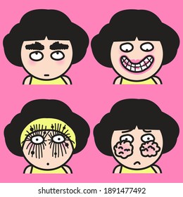 Photo Set Of Four Mistakes That Girl Is Making When She Does Her Makeup Concept Card Character illustration