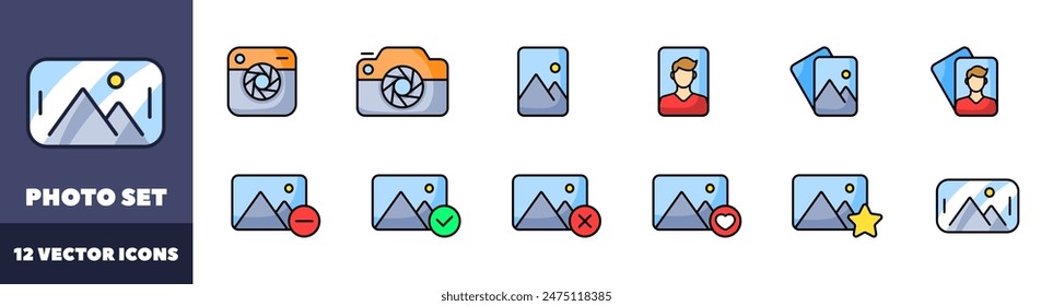 Photo set icons. Camera Icons. Flat style. Vector icons.