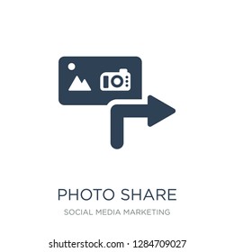 photo share icon vector on white background, photo share trendy filled icons from Social media marketing collection, photo share vector illustration