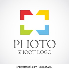 Photo shoot of colorful frame abstract vector and logo design or template square photograph business icon of company identity symbol concept