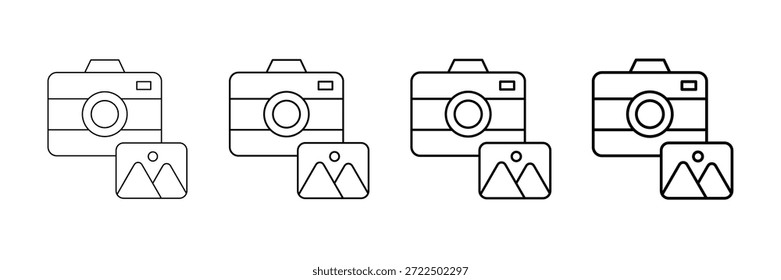 Photo Shoot Icons Vector Set In Different Stroke Line Style